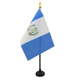 Guatemala Table Flag 4'' x 6'' - Guatemalan Desk Flag 15 x 10 cm - golden spear top - Drapeau Guatemala AZ FLAG