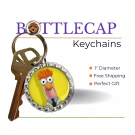 Shop Out Loud 4 You MUPPETS " Beaker " BottleCap Keychains, key fob, Zipper Pull, Bag Charm Keyring