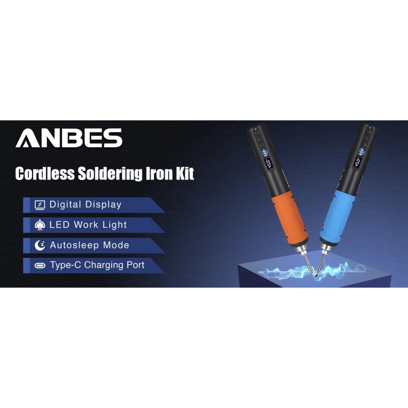 ANBES Cordless Soldering Iron Kit LED Display Portable Soldering Tools