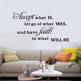 Living Room Quotes Wall Stickers: Family Bedroom Inspirational Home Vinyl Art Wall Stickers - Kitchen Door Wall Decor - Accept What is Let Go of What was 28.6" X 15"