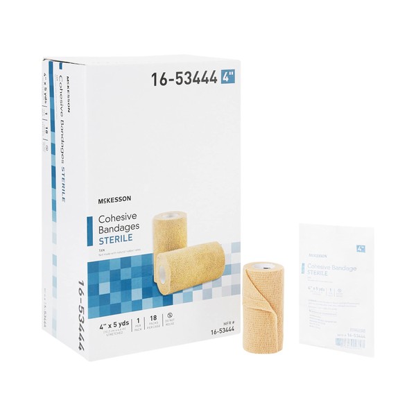 McKesson Cohesive Bandage, Sterile, Self-Adherent Closure, Tan, Latex-Free, 4 in x 5 yds, 1 Count, 1 Pack