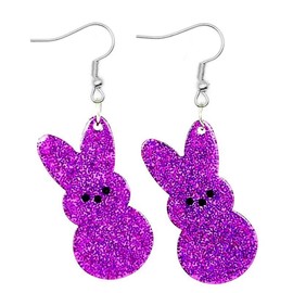Zian Rose Red Easter Earrings Colorful Shiny Bunny Earrings Acrylic Rainbow Earrings Cute Easter Jewelry For Women
