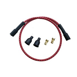 RED Black Spark Plug Wire 7MM KIT CORE 28" Straight Vintage Braided Cloth
