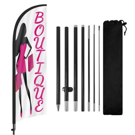 Boutique Advertising Swooper Flag Banners, Boutique Feather Flags with Pole and Ground Stake, Advertising Feather Banners Sign for Boutique Business 8Ft