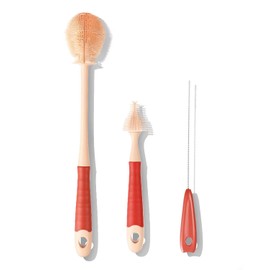 Upgraded Baby Bottle Brush Set(3pcs), Including Pacifier Cleaner and Straw Brush, Detachable Head for Easy Cleaning, Hangable Handle Design, Long Handle