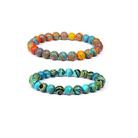 YIWEIYA 2 Pcs 8mm Natural Stone Bracelet for Women Lovely Beaded Bracelet For Women's Gifts Birthday Mother's Day Gifts (with gift box)