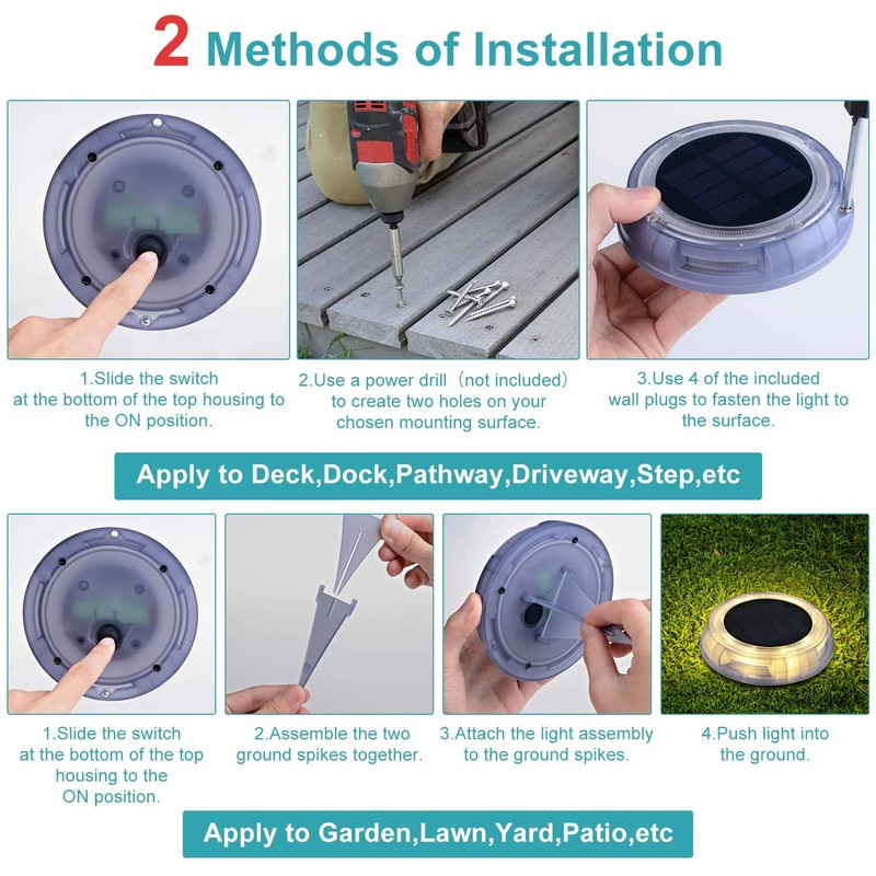 eLEDing Solar Powered 4-Lights White Deco LED Garden Pool Porch