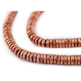 TheBeadChest Kenya Copper Heishi Beads 5mm African 12 Inch Strand Handmade