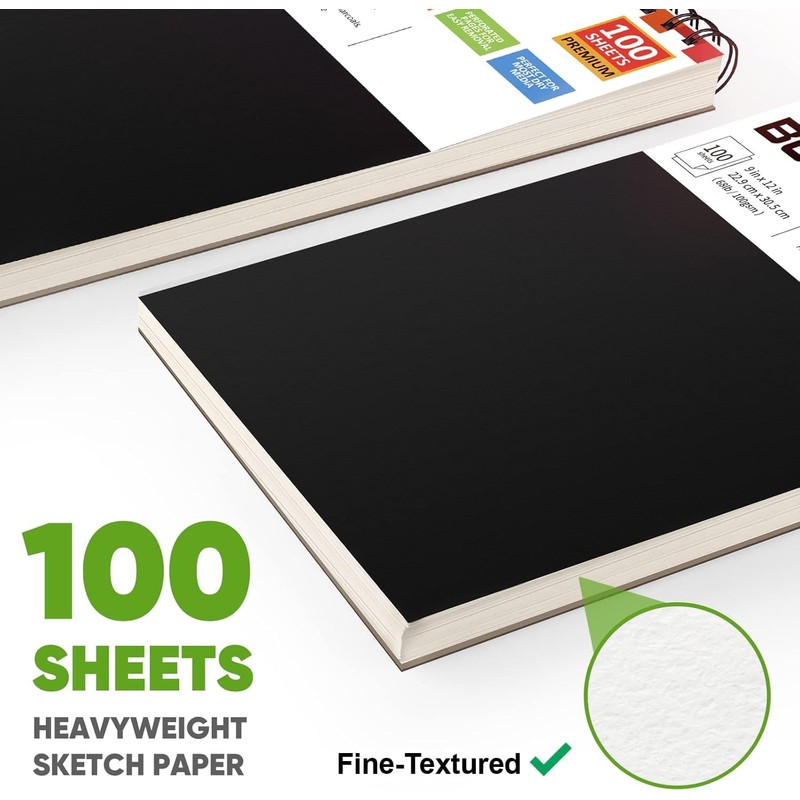 Soucolor 9" x 12" Sketch Book, 1-Pack 100 Sheets Spiral