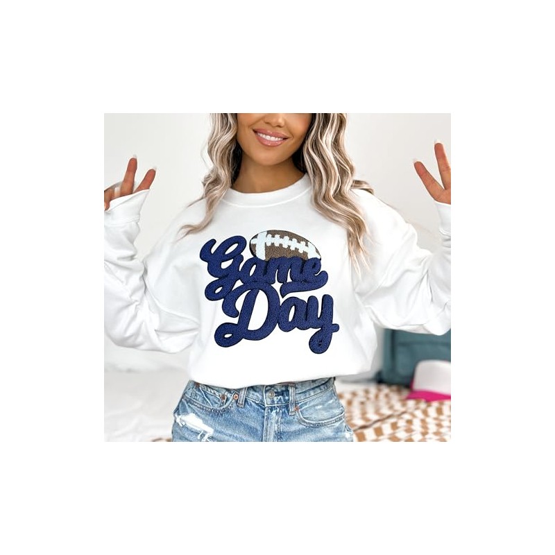 Generic Football Game Day Chenille Iron-On Patch - Navy Blue