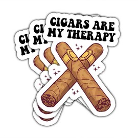 3Pcs Cigars Sticker Cigars are My Therapy Sticker Cigars Lovers Gifts Funny Cigars Smoke Gift Cigar Life Stickers Cigar are My Therapy Decal for Laptop Water Bottle Toolbox Phone Car Hard Hat 3"