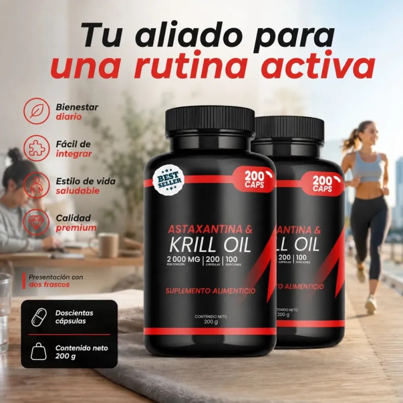 Krill Oil 2000 Mg Con Astaxantina 200 Cápsulas 100 Porciones