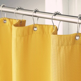 AmazerBath Waffle Shower Curtain, Bright Yellow Shower Curtain Fabric with Waffle Weave, Heavy Duty 240GSM, Hotel Quality Bathroom Shower Curtains, 72 x 72 Inches