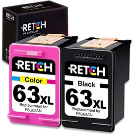RETCH Remanufactured Ink Cartridge Replacement for HP 63 Ink 63XL Compatible with OfficeJet 3830 5255 5258 Envy 4520 4512 4513 4516 DeskJet 1112 1110 3630 3632 3634 2132 Printer (1 Black, 1 Color)