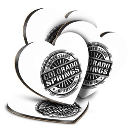 Destination Vinyl ltd Great Coasters (Set of 4) Heart - BW - Colorado Springs USA American Map Drink Glossy Coasters/Tabletop Protection for Any Table Type #40538