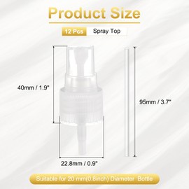 uxcell 12 Pcs Clear Spray Top, 20/410 Fine Mist Sprayer Reusable Replacement Spray Bottle Pump Stripe Plastic Top for Essential Oil Hair and Body Sprays Bottle