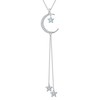 Ladytree 925 Sterling Silver Crescent Moon and Star Necklace with