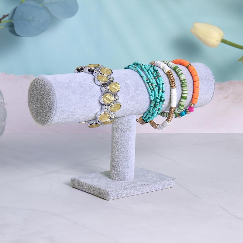 Bocar Black Velvet Bracelet Display Stand Jewelry Bangle T-Bar Display