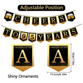 95th Happy Birthday Banner, 95 Year Old Birthday Decorations for Women or Men, Amazing Party Bunting Decoration, Hanging Decor for Grandpa or Grandma