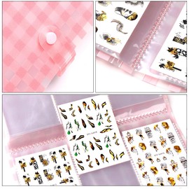 DANNEASY 120 Slots Collecting Album for Nail Polish Strips Full Nail Wraps Toenail Stickers Storage Empty Storage Binder Book Water Transfer Nail Decals Storage Book Tools Nail Accessories - Plaid
