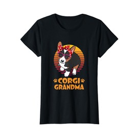 Retro Bandana Tricolor Corgi Dog Grandma Mothers Day Women T-Shirt