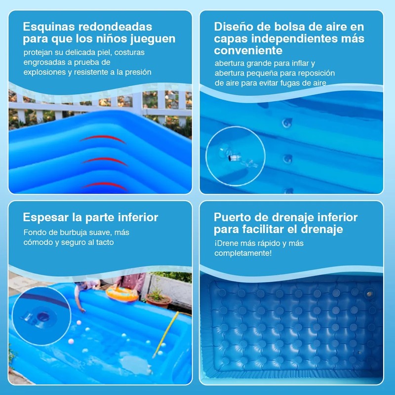 Piscinas Hinchables Grandes Rectangulares Alberca 210 X 140