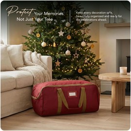 Covermates Keepsakes Garland Duffle Bag - Durable Polyester, Reinforced Handles, Fits up to 25 Foot Garland Depending on Thickness - Holiday Storage, Red