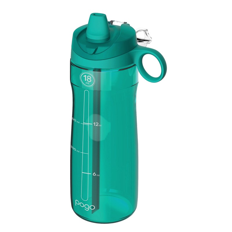 Pogo BPA-Free Tritan Plastic Water Bottle with Soft Straw Lid,