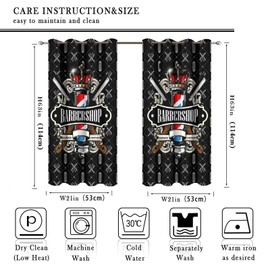 Barber Shop Company Grommet Blackout Curtains for Living Room,Room Darkening Abstract Modern Beauty Salon 3D Printed Window Drapes,2 Panels 45L x 21W