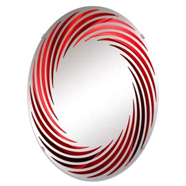DesignQ Vortex of Red Perpetual Pulse - Abstract Spirals Spiral Abstract - 24x36 Inches - Oval Decorative Wall Mirror for Bathroom, Bedroom, Entryway, Living Room, Vanity Room and Modern Décor