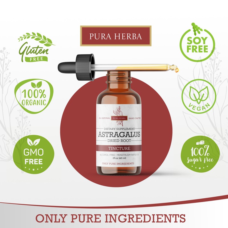 Pura Herba Organic Astragalus Tincture - Premium Astragalus Root Extract
