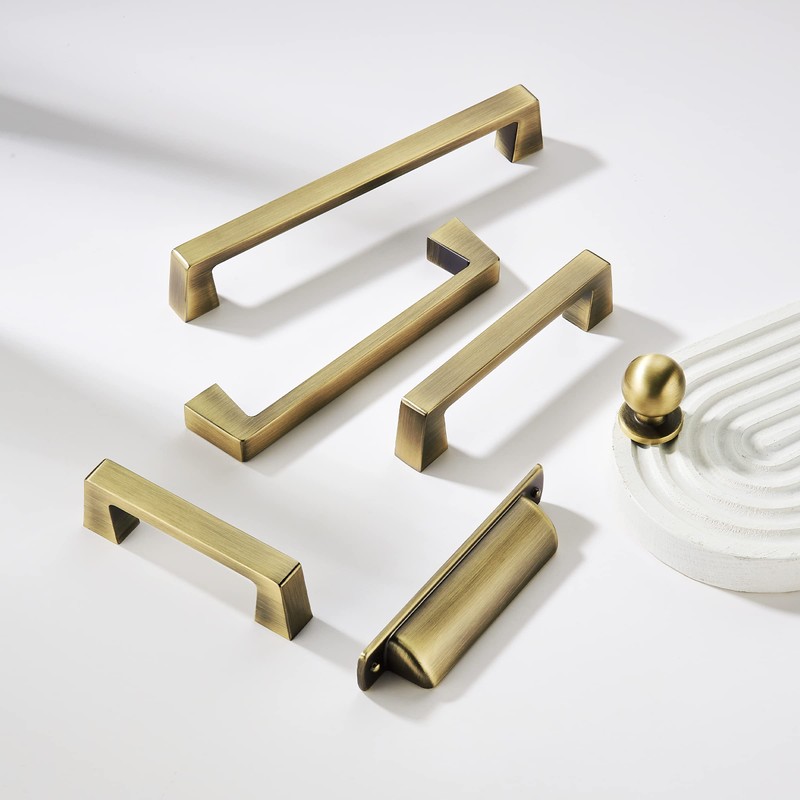 khtumeware 6 Pack 5 Inch(128mm) Kitchen Cabinet Handles,Brushed Antique Brass