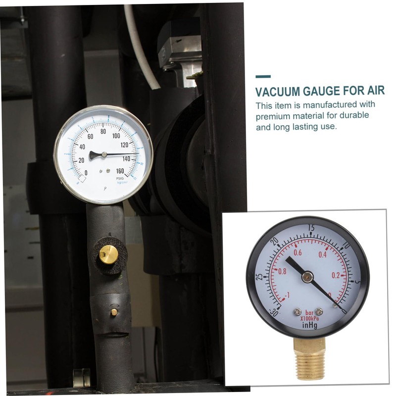 TEHAUX 0-30inhg Vacuum Gauge Tester for Air Oil Water Gas