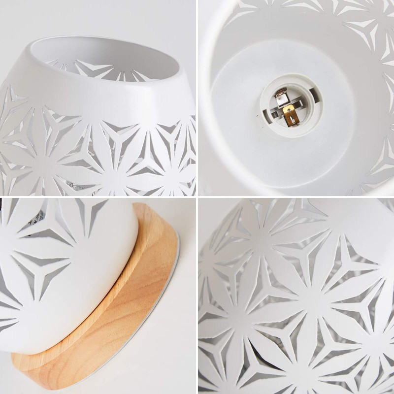 OuXean Unique beautiful white metal hollow design E27 60W table