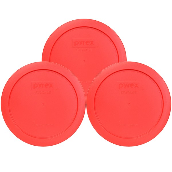 Pyrex Bundle - 3 Items: 7201-PC 4-Cup Red Plastic Food Storage Lids