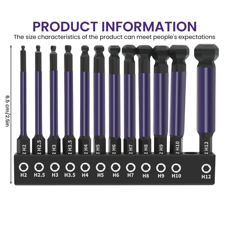 WIYETY Pack of 12 Ball Head Hex Screwdriver: Allen Key