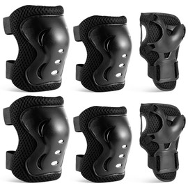 Pameil Children's Knee Pads [Set of 6], Protectors Inline Skates Children, Adjustable Protectors and Protectors for Inline Skates and School Children, Suitable for Roller Skating, Bicycles, Balance