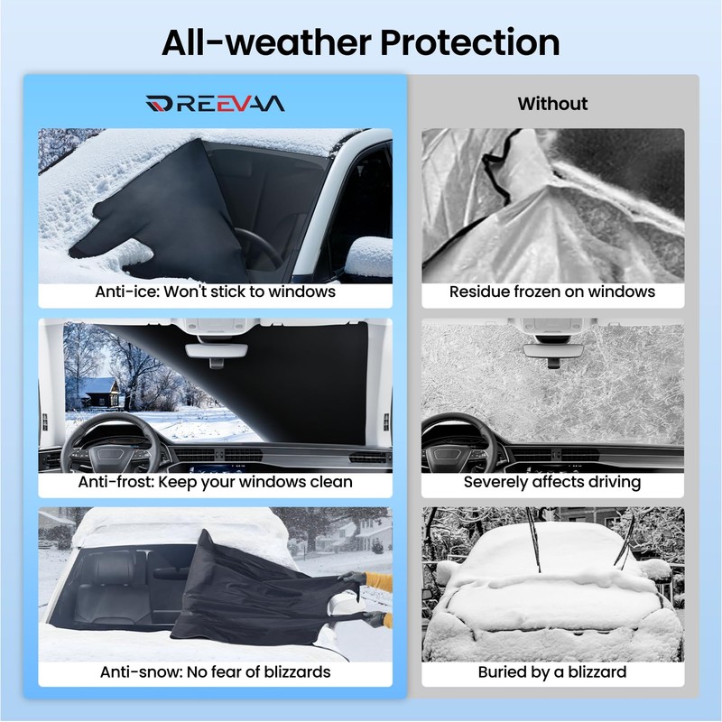 REEVAA Upgraded Car Windshield Cover for Ice & Snow [All-Weather