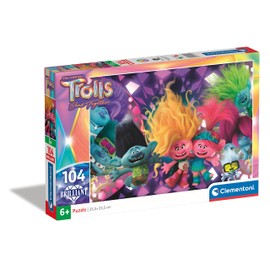 Clementoni 20191 Trolls 3 Supercolor Brilliant 3-104 Pieces, Jigsaw Kids Age 6, Puzzle Cartoon, Made in Italy