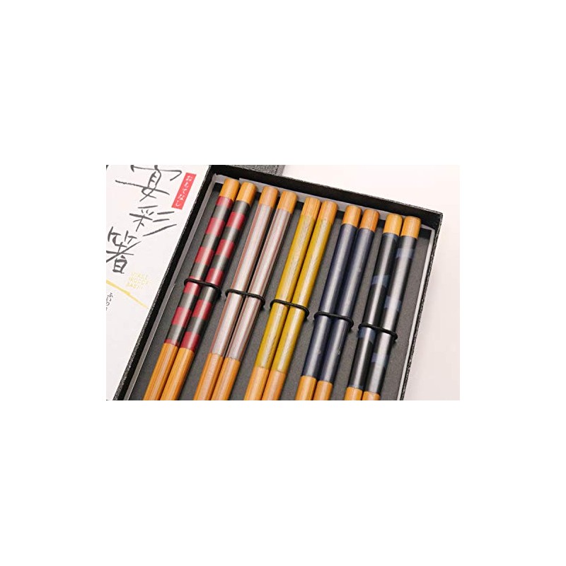 Ishida Chopsticks Gift Set of 5 Black Pasting Box, Soot