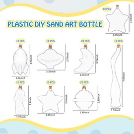 Tanlade Plastic Sand Art Bottles with Cork Stoppers for Kids 8 Styles Clear Sand Art Containers Funnels Wishing Bottles Sand Storage Jars for DIY Art Crafts Projects Party Supplies (100)