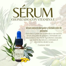 Serum ozonizado con vitamina E para pestañas y cejas fortalecedor estimulador de crecimiento nutre repara y engrosa fórmula natural 10 ml