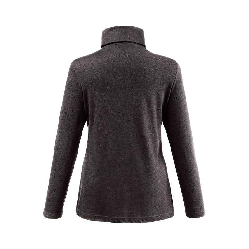 Ulla Popken Damen Basic-shirtrolli Rollkragenpullover, Anthrazit Melange, 50-52 EU