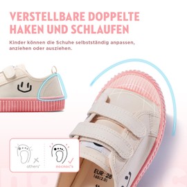 HAPPY NOCNOC Boys Girls Shoes Lightweight and Adjustable Fashion Canvas Sneakers with Candy Sole, pink, 23 UK