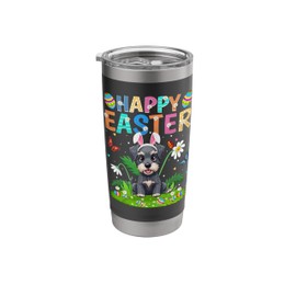 Schnauzer Dog Happy Easter Egg Hunt Bunny Ear Easter Sunday Stainless Steel Insulated Tumbler