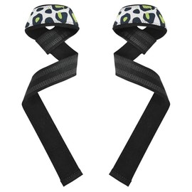 Correas antideslizantes de levantamiento de pesas con estampado de leopardo, color verde lima y azul marino, 26 pulgadas, para levantamiento de pesas, levantamiento de peso, ejercicio, entrenamiento