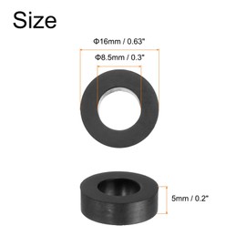 sourcing map 24pcs Rubber Spacers 16mm OD, 8.5mm ID, 5mm Height Round Anti Vibration Spacer Rubber Bushing Grommets Thick Rubber Washers for Home Car Accessories