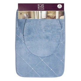 Juego de Baño Home Access Azul con Tapete y Fundas 3 Piezas