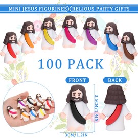 Barydat 100 Pack Mini Jesus Figurines Bulk Little Jesus Figures Toys Religious Jesus Doll Christ Savior Tiny Jesus for Church Hide Thanksgiving Day Sunday School Craft Baptism Gift(Vibrant Colors)