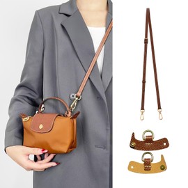 zoerbufan Strap for Longchamp Mini Bag Strap, Adjustable Leather No Punch Replacement Shoulder Bag Strap for Long Champ Bag Wome, Brown Bag Accessories